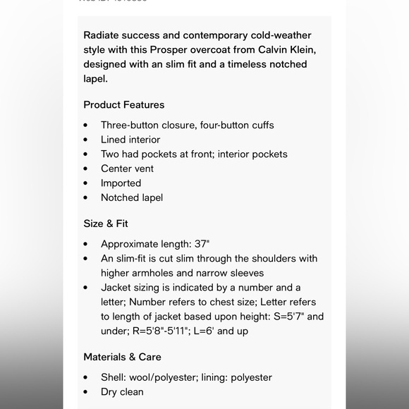 Calvin Klein Men’s Wool-Blend Overcoat - Picture 10 of 10